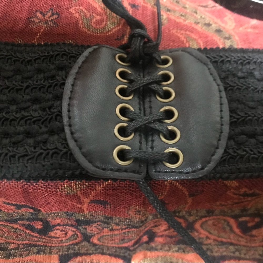Wide Soft Lace Up Knit Belt in Black or Brown with Bronze grommets